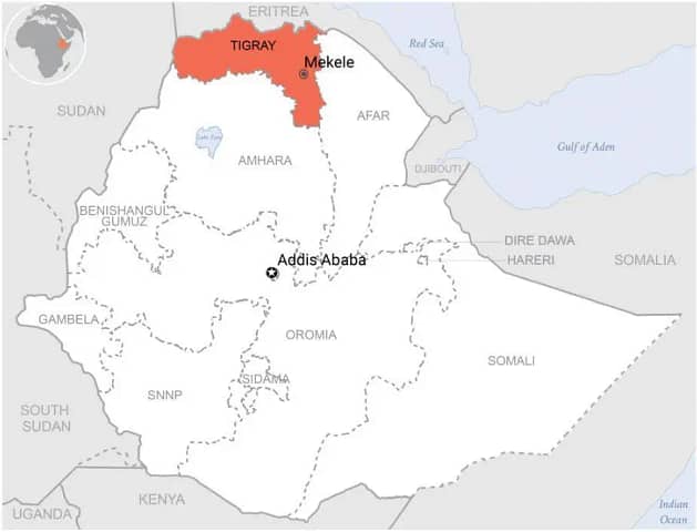 Ethiopia: Administrative map. 
